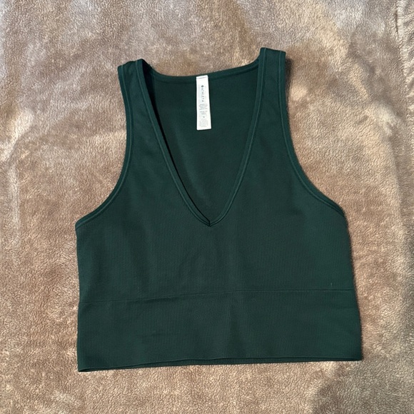 Athleta Dark Green V-Neck Tank Top - Picture 1 of 5